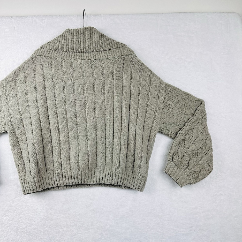 Moon And Madison Womens Sweater M Sage‎ Green Chenille Cowl Neck  Cable Knit EUC - Picture 11 of 13